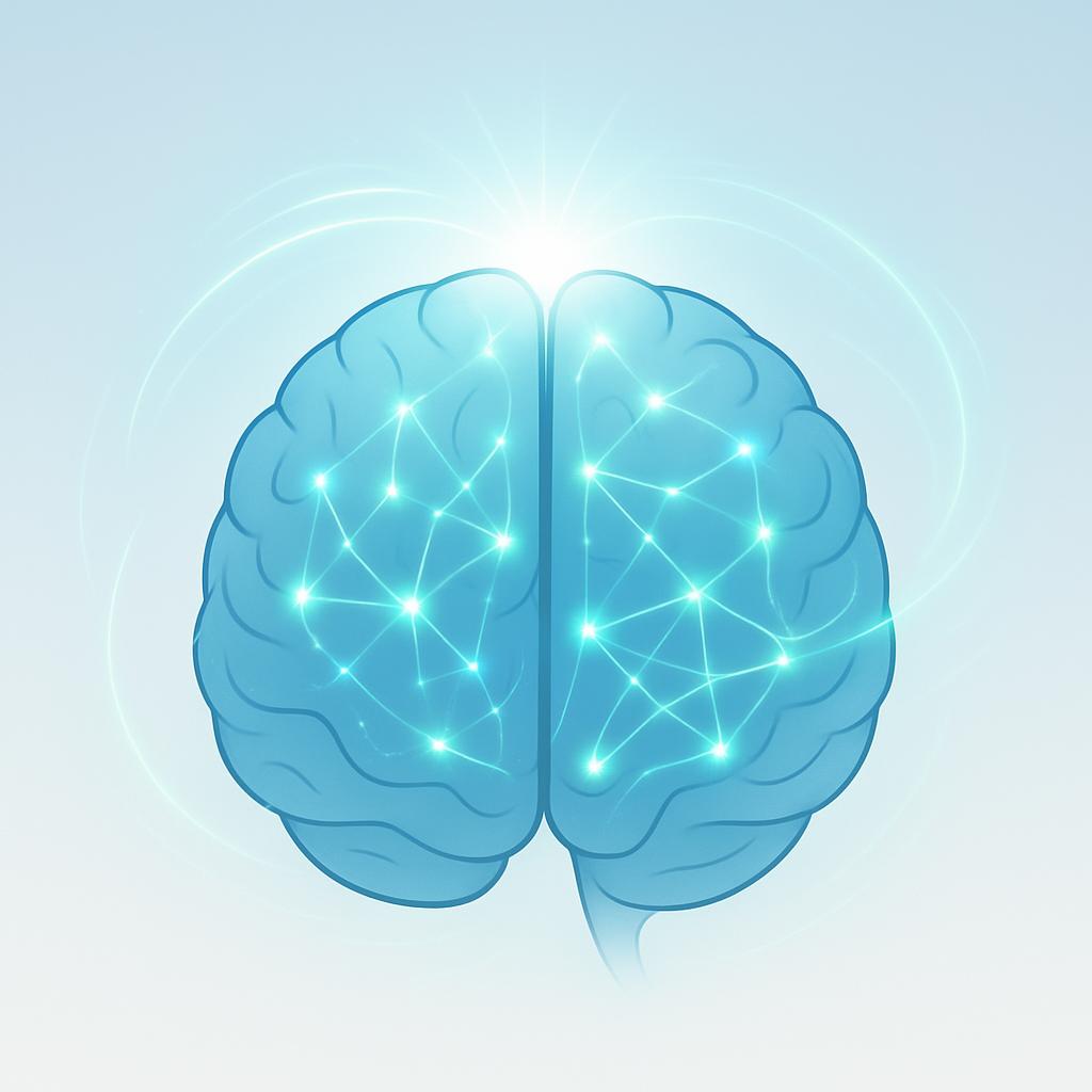 Brain reset illustration showing neural networks and mental clarity